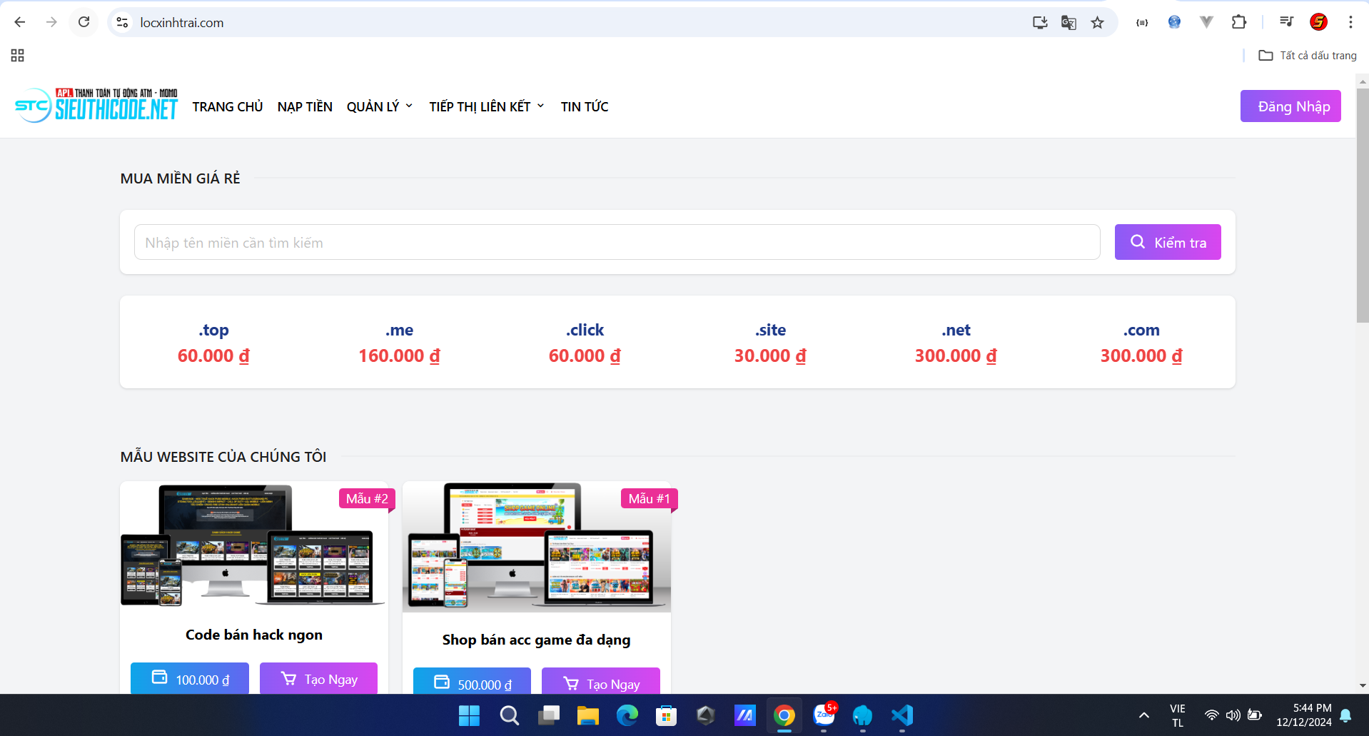 Code cron, bán miền và tạo website đơn tay, bán code website, bán logo
